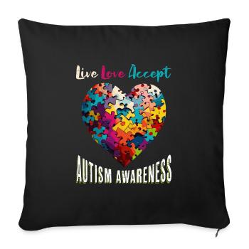 Autism Awareness Accept Understand Love - Sofa pillowcase 17,3'' x 17,3'' (45 x 45 cm) - black - Front
