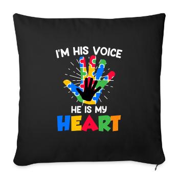 Solidarité autistique pour les enfants autistes - Housse de coussin décorative 45 x 45 cm - noir - Devant