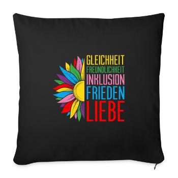 Inklusion Gleichheit Freundlichkeit Akzeptanz - Sofakissenbezug 45 x 45 cm - Schwarz - Vorne
