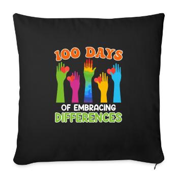 100 jours de diversité et d’inclusion solidaire - Housse de coussin décorative 45 x 45 cm - noir - Devant