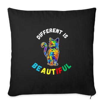 Support autism awareness colorful cat - Sofa pillowcase 17,3'' x 17,3'' (45 x 45 cm) - black - Front