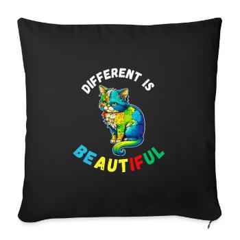 Support autism awareness colorful cat - Sofa pillowcase 17,3'' x 17,3'' (45 x 45 cm) - black - Front