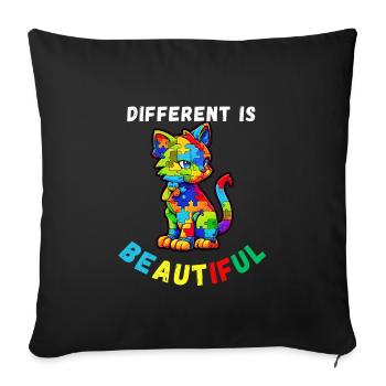 Support autism awareness colorful cat - Sofa pillowcase 17,3'' x 17,3'' (45 x 45 cm) - black - Front