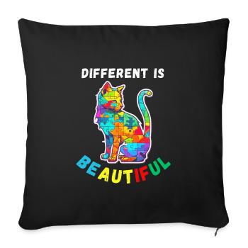 Support autism awareness colorful cat - Sofa pillowcase 17,3'' x 17,3'' (45 x 45 cm) - black - Front