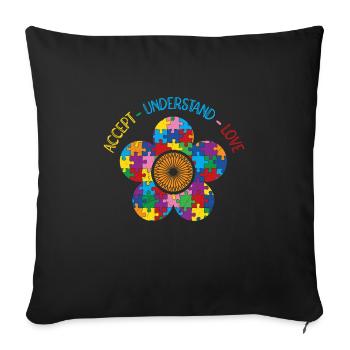 Autism Awareness Accept Understand Love - Sofa pillowcase 17,3'' x 17,3'' (45 x 45 cm) - black - Front