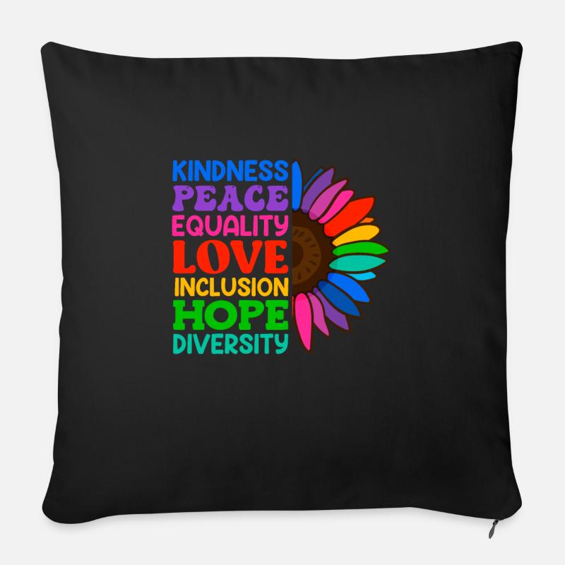 Inklusion Akzeptanz Freundlichkeit Solidarität - Sofakissenbezug 45 x 45 cm - Schwarz