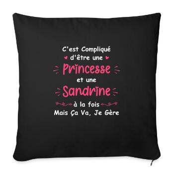 C'est compliqué d'être une princesse et sandrine - Housse de coussin décorative 45 x 45 cm - noir - Devant