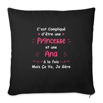C'est compliqué d'être une princesse et Ana - Housse de coussin décorative 45 x 45 cm - noir - Devant