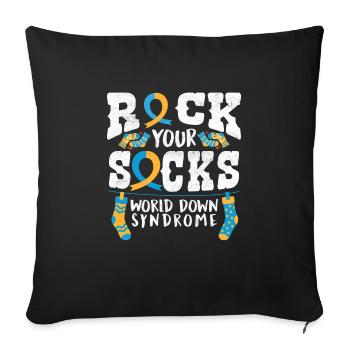Down Syndrome Rock Your Socks Awareness - Housse de coussin décorative 45 x 45 cm - noir - Devant