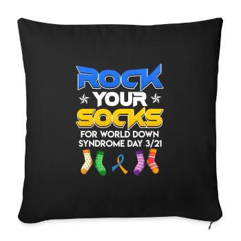 Trisomie de sensibilisation au syndrome de Down 21 - Housse de coussin décorative 45 x 45 cm - noir - Devant