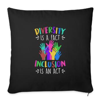 La diversité est un fait L’inclusion est un acte Vielfalt - Housse de coussin décorative 45 x 45 cm - noir - Devant