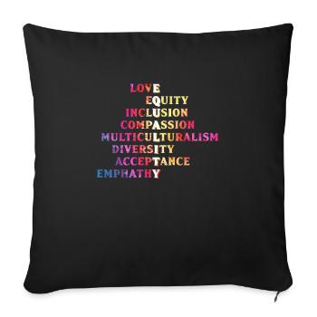 Inclusion, acceptance, handicap, solidarity - Sofa pillowcase 17,3'' x 17,3'' (45 x 45 cm) - black - Front