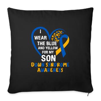 Down syndrome Mom and Dad autistic child - Sofa pillowcase 17,3'' x 17,3'' (45 x 45 cm) - black - Front