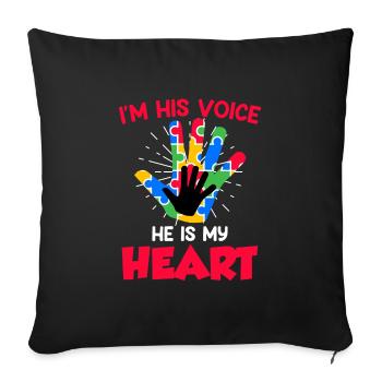 Solidarité autistique pour les enfants autistes - Housse de coussin décorative 45 x 45 cm - noir - Devant