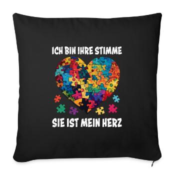 Autismus Menschen mit autistischem Kind - Sofakissenbezug 45 x 45 cm - Schwarz - Vorne