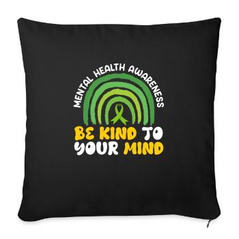 Santé mentale geistige Gesundheit Awareness - Housse de coussin décorative 45 x 45 cm - noir - Devant