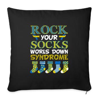 Rock your Socks World Down Syndrome Tag Awareness - Housse de coussin décorative 45 x 45 cm - noir - Devant