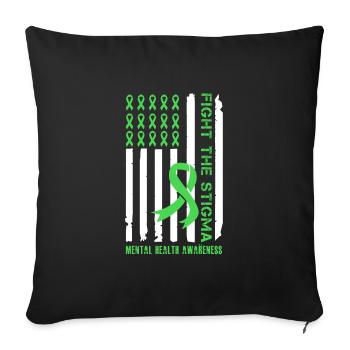 Mental Health Fight the Stigma Mental - Sofa pillowcase 17,3'' x 17,3'' (45 x 45 cm) - black - Front