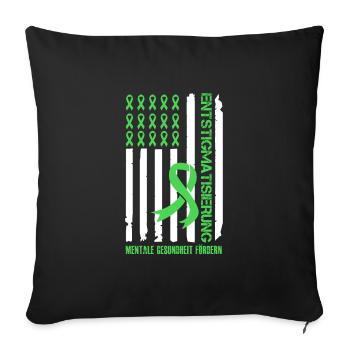 Mental Health Fight the Stigma Mental - Sofa pillowcase 17,3'' x 17,3'' (45 x 45 cm) - black - Front