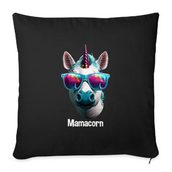 Mamacorn Fête des mères Licornes Mama Licorne - Housse de coussin décorative 45 x 45 cm - noir - Devant