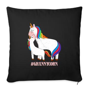Omacorn Unicorn Fans Fête des mères Licorne Granny - Housse de coussin décorative 45 x 45 cm - noir - Devant
