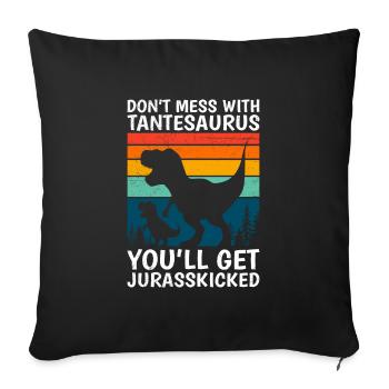 Tantesaurus Fête des mères Tante Tante Tante - Housse de coussin décorative 45 x 45 cm - noir - Devant