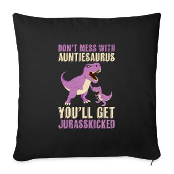 Tantesaurus Fête des mères Tante Tante Tante - Housse de coussin décorative 45 x 45 cm - noir - Devant