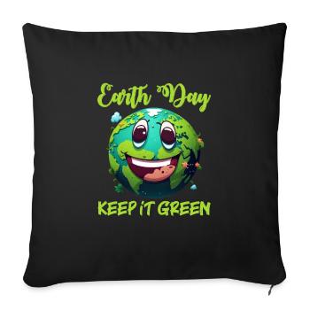 Keep it Green Save the Earth Environmental Love - Sofa pillowcase 17,3'' x 17,3'' (45 x 45 cm) - black - Front