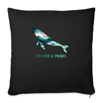 Sauvez les baleines Conservation des espèces et bien-être animal - Housse de coussin décorative 45 x 45 cm - noir - Devant