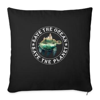 Save the turtles Save the Ocean Conservation - Sofa pillowcase 17,3'' x 17,3'' (45 x 45 cm) - black - Front