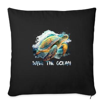 Save the turtles Save the Ocean Conservation - Sofa pillowcase 17,3'' x 17,3'' (45 x 45 cm) - black - Front