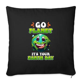 Mission Jour de la Terre Protection de la Terre et du climat Environnement - Housse de coussin décorative 45 x 45 cm - noir - Devant