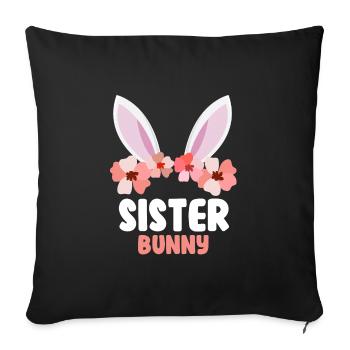 Happy Easter Sister Rabbit Easter Bunny Sisters - Sofa pillowcase 17,3'' x 17,3'' (45 x 45 cm) - black - Front