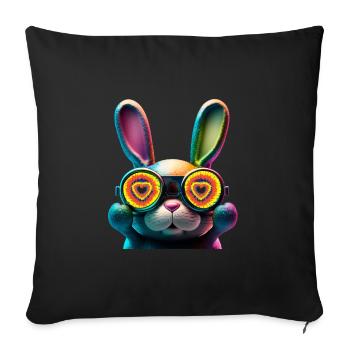 Hasengesicht Cooler Osterhase mit Brille - Sofakissenbezug 45 x 45 cm - Schwarz - Vorne