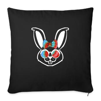 Hasengesicht Cooler Osterhase mit Brille - Sofakissenbezug 45 x 45 cm - Schwarz - Vorne
