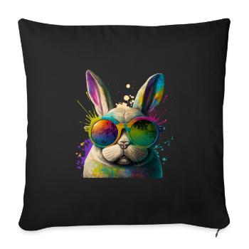 Hasengesicht Cooler Osterhase mit Brille - Sofakissenbezug 45 x 45 cm - Schwarz - Vorne