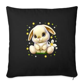 Süße Osterhasen Hasengesicht Cute Bunny - Sofakissenbezug 45 x 45 cm - Schwarz - Vorne