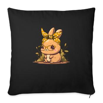 Süße Osterhasen Hasengesicht Cute Bunny - Sofakissenbezug 45 x 45 cm - Schwarz - Vorne