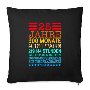 Silberhochzeit 25 Jahre verheiratet - Sofakissenbezug 45 x 45 cm - Schwarz - Vorne
