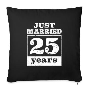 Just married 25 years Silver Wedding - Sofa pillowcase 17,3'' x 17,3'' (45 x 45 cm) - black - Front