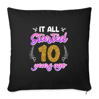 Just married 10 Years Rose Wedding - Sofa pillowcase 17,3'' x 17,3'' (45 x 45 cm) - black - Front