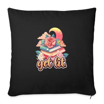 Get Lit Buchliebhaber Bücherwurm und Lesende - Sofakissenbezug 45 x 45 cm - Schwarz - Vorne