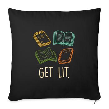 Get Lit Buchliebhaber und Buchfreund Lesefans - Sofakissenbezug 45 x 45 cm - Schwarz - Vorne