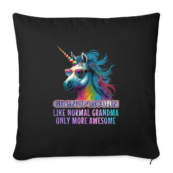 Licorne Fan Grandmaïs Grand-mère Fête des mères Mamie - Housse de coussin décorative 45 x 45 cm - noir - Devant
