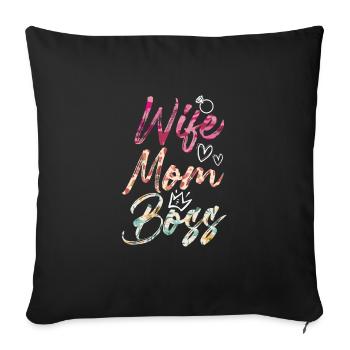 Femme Maman Boss Superviseur de la fête des mères - Housse de coussin décorative 45 x 45 cm - noir - Devant