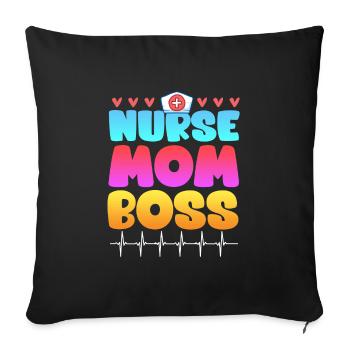 Infirmière Maman Boss Superviseure de la fête des mères - Housse de coussin décorative 45 x 45 cm - noir - Devant