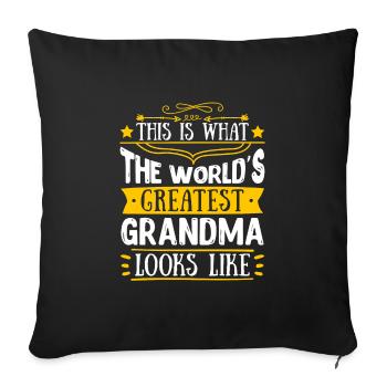 Meilleure grand-mère du monde Fête des mères Meilleure grand-mère Super grand-mère - Housse de coussin décorative 45 x 45 cm - noir - Devant