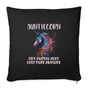 Tanticorn Tantes Fête des mères Licorne Fan Tante - Housse de coussin décorative 45 x 45 cm - noir - Devant