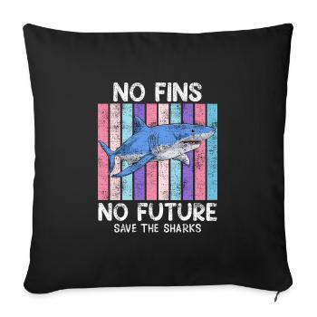 Save Sharks Animal Welfare Sharks Save the Ocean - Sofa pillowcase 17,3'' x 17,3'' (45 x 45 cm) - black - Front
