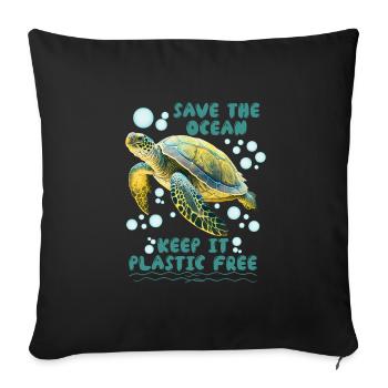 Save the turtles Save the Ocean Conservation - Sofa pillowcase 17,3'' x 17,3'' (45 x 45 cm) - black - Front